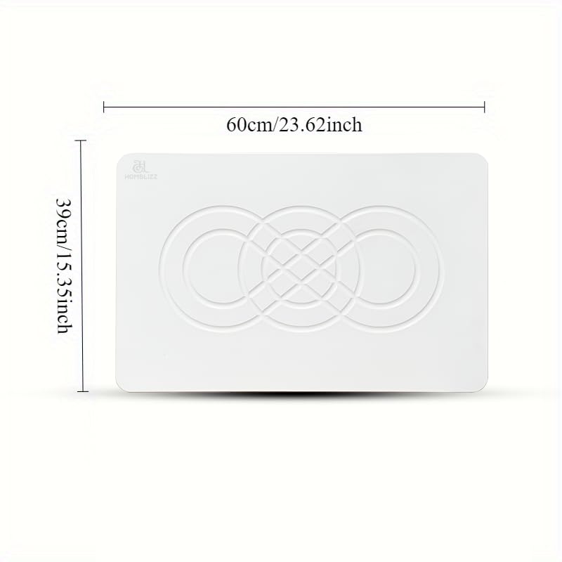 Homblizz Stone Bath Mat - Diatomaceous Earth Bath Mat Non-Slip Shower Mat, Fast Dry Stone Bath Mat for Bathroom - Modern & Unique Bathroom Decor, Easy-to-Clean, 24 x 16 Inches (White)