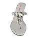 ESSEX GLAM Womens Toe Post Sparkly Diamante Silver Synthetic Dressy Wedge Heel Sandals 9 B(M) US