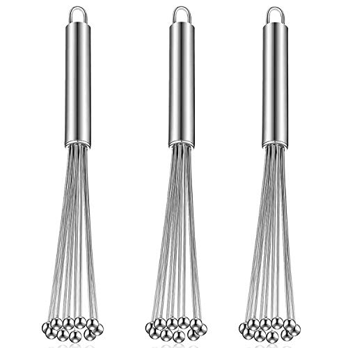 SODIAL Steel Ball Whisk Wire Egg Whisk Set Kitchen Whisks for Cooking, Blending, Whisking, Beating, Stirring