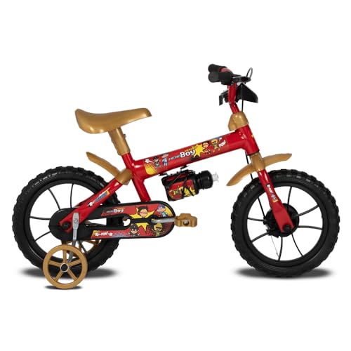 Verden Bicicleta Infantil Hero Boy Vermelho/Dourado - Aro 12 com Rodinhas Laterais e garrafinha