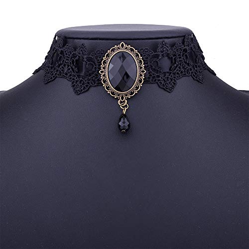 AOCHEE Black Lace Choker Necklace Lace Gothic Choker for Women for Halloween Weeding Costume Party Prom Vampire Choker4