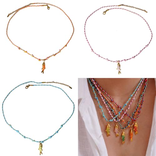 Collier pendentif poisson et chaîne en acier résistant de qualité