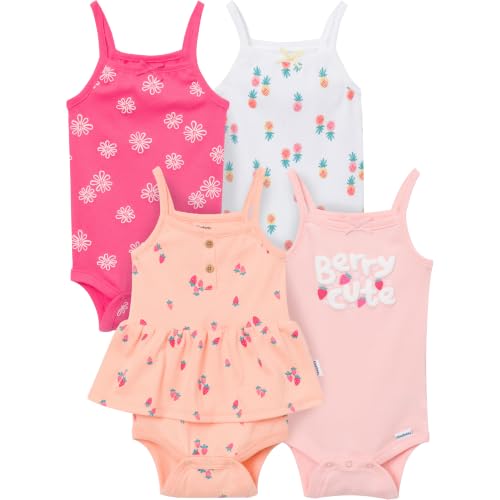 Image of Gerber Baby Girls Multi-Pack Sleeveless Onesies Bodysuit