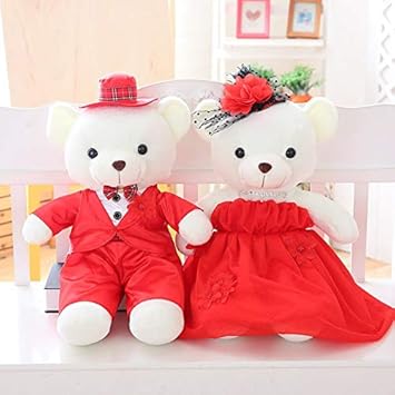 Amazon Co Jp ぬいぐるみ 2ピース ペア40センチぬいぐるみカップルクマの結婚式クマぬいぐるみウェディングギフト新年のクリスマスギフト新郎新婦 抱き枕 おもちゃ