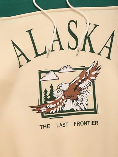 ZAFUL Men's Hooded Sweatshirt Graphic Colorblock Two Tone Fleece Lined Pullover Thermal Hoodie (ALASKA-Light Yellow, XL)4