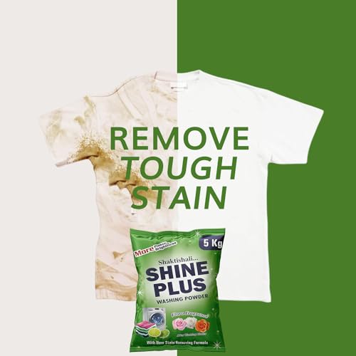 Image of Shine Plus Detergent Powder 10kg, Washing Powder With Lemon & Bleach To Remove Tough Stains on Clothes & Dissolves Easily | Suitable for all Washing Machines & Bucket Wash,(2 X 5Kg)