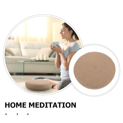 Cojín tatami japonés redondo contra dolor de espalda al meditar en el suelo beige 4