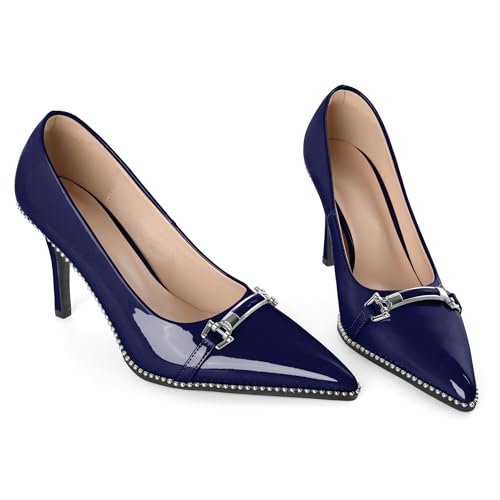 Image of Women's High Heel Pumps Stiletto Heel Pumps for Women Pointed Toe Heels Elegant Classic 3.5 Inch Beaded Pumps