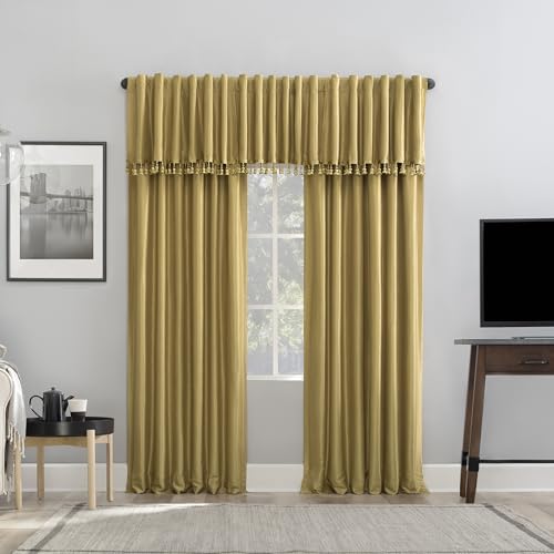 Sun Zero Greyson Faux Dupioni Silk Thermal Extreme Total Blackout Back Tab Curtain Panel, 50" x 95", Gold by Sun Zero - Image 9