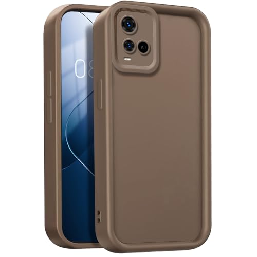 GOGME Funda para Vivo Y21 / Y21s / Y33s, Funda Protectora Completa de Silicona TPU Suave, Carcasa Antipolvo Prueba de Choques - Marrón