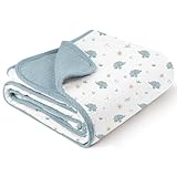 Konssy Muslin Baby Blankets for Girls Boys, 100% Cotton Crib Blanket for Baby Infant Toddler, Super Soft and Lightweight Nursery Blankets 40'x36' (Elephant)