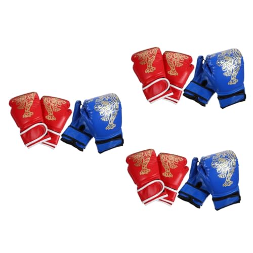 Gants de boxe enfant bleu et rouge avec design tigre pour entraînement et sparring