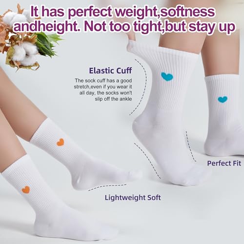 Image of inhees Women's Cotton Crew Socks - 6Pairs Above Ankle Fun Cute Heart Bootie Dress Socks - Gifts for Mother /Her