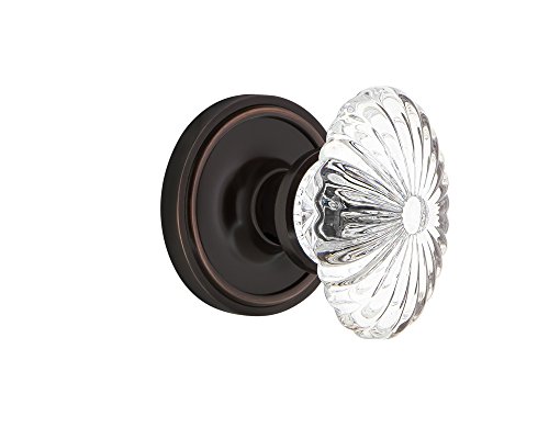 Flash Deals - 50% OFF Nostalgic Warehouse Classic Rosette Privacy Oval Fluted Crystal Glass Door Knob in Timeless Bronze