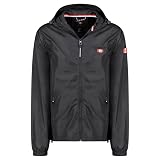 Canadian Peak Darileak Hombre Chaqueta Primavera Ligera con Capucha Ajustable Cremallera Frontal Bolsillos Diseño Moderno Poliamida Protección Viento Confort (Negro M)