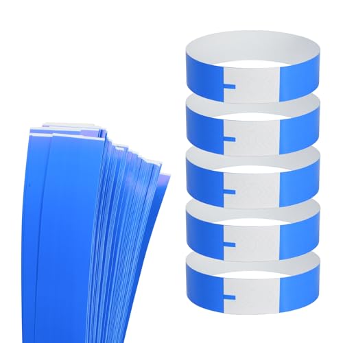 leruiyezs 500pcs Pulseras Papel Para Eventos,Pulseras for Tyvek Descartables, Pulseras Identificativas Niños y Adultos,Impermeables,Color Azul Neón,Adecuadas Para Conciertos,Festivales,Fiestas y Clubs