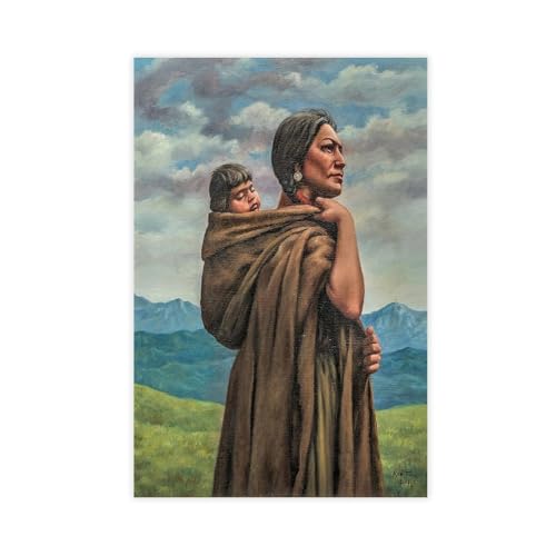 Impression sur toile Sacagawea au format 30x45 cm au style épuré