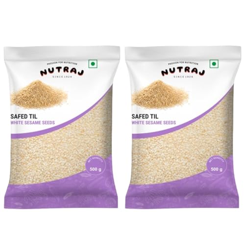 Image of Nutraj White Sesame Seeds 1 Kg (500g x 2) Pouch | Seeds for Eating | Safed Til | Seed Cycling