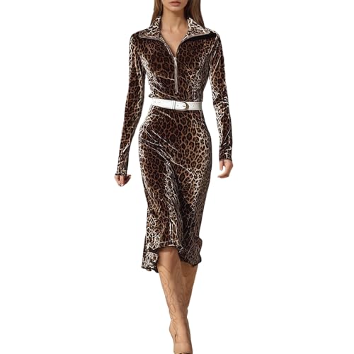 Robe léopard ajustée col zippé pour sublimer toutes les silhouettes