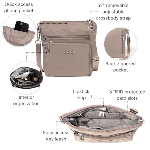 Image of Baggallini Modern Pocket Crossbody Bag for Women, 8.5 inchx8.5 inch Handbag Purse with RFID, Lightweight Water-Resistant