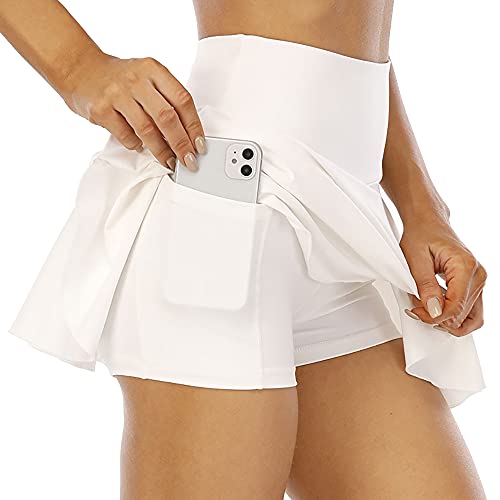 Jupe Short Tennis KOEMCY Femme - 2 En 1 Avec Short Intégré - Taille Haute Élastique - Polyester