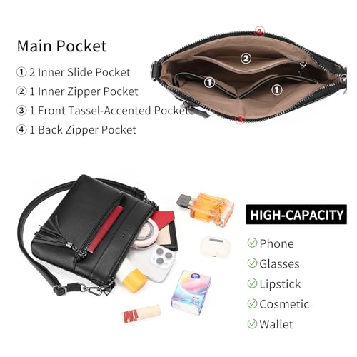 GOIACII Crossbody Bags for Women Small Phone Purse Shoulder Handbags Vegan Leather with Tassel Zipper Pocket2