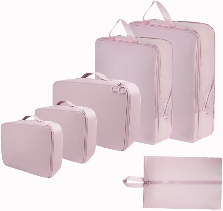 Juego de 6 cubos de compresión para viajes, compresibles, ligeros, organizadores de equipaje que ahorran espacio para organizar ropa, zapatos,