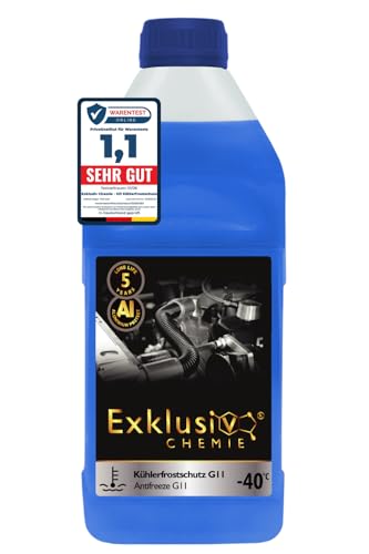 Exklusiv Chemie G11 Kühlerfrostschutz bis -40° – 1000ml – 5 Jahre | Kühlflüssigkeit Auto | G11 Kühlmittel Auto Blau | Gebrauchsfertig