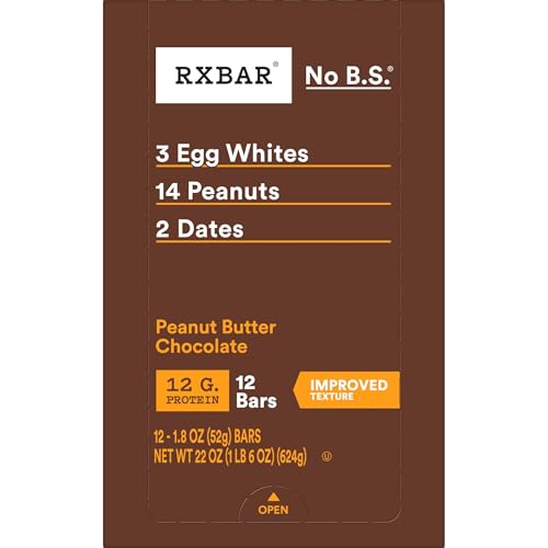 RXBAR Protein Bars, 12g Protein, Gluten Free Snacks, Peanut Butter Chocolate, 22oz Box (12 Bars) - image 8