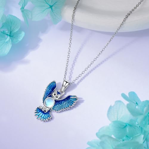 PELOVNY Owl Necklace 925 Sterling Silver Moonstone Necklace Owl Moonstone Pendant Jewelry For Women4