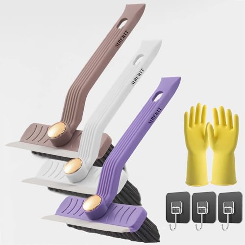 Image of Multi-Function Rotating Crevice Cleaning Brush, Hard Bristle Crevice Cleaning Brush for Household use, Upgraded 4-in-1 Gap Cleaning Brush for Kitchen Bathroom (3, Purple+White+Brown)