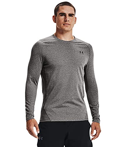 Under Armour Mens ColdGear Armour Fitted Crew Charcoal Light Heather (020)/Black Large