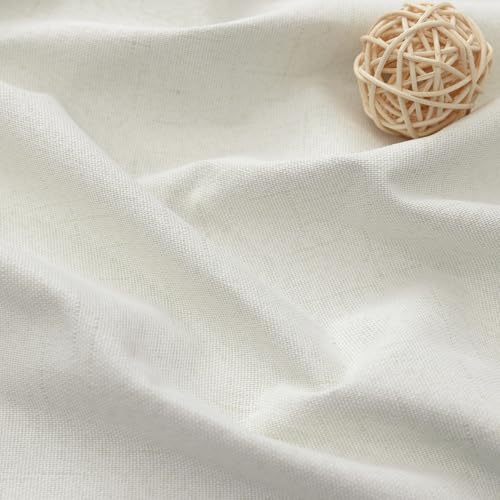 Image of 100% Blackout Linen Textured Curtains for Bedroom Full Light Blocking Room Darkening Bronze Grommet Window Drapes Thermal Insulated Energy Efficient Home Decor 52x108 Ivory (2 Panels)