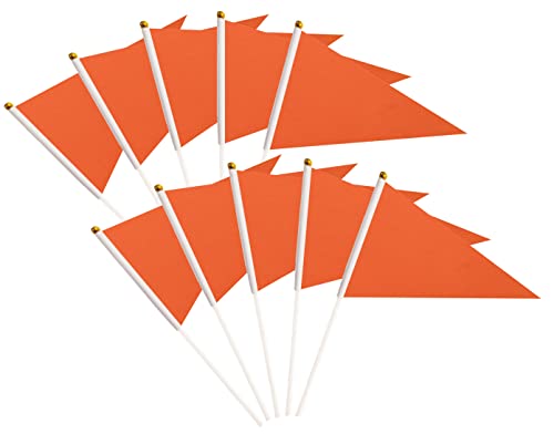50 Pack Orange Pennant Small Mini Flags On Sticks,Hand Held Solid Orange Pennant Diy Graffiti Flag,Party Events Celebration,School,Grand Opening,Kids Birthday,Sports Clubs,Flower Pot #TOP12