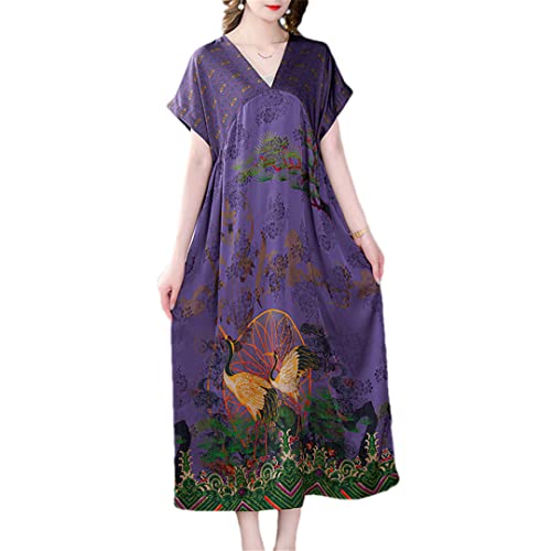 Robe en dentelle florale violette mini robe chic femme taille XL pour cocktail