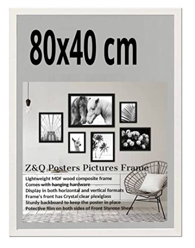 Z&Q Elegant Gallery Frame 80 x 40cm | Photo Picture Art Paintings Display Frame | Portrait & Horizontal Both-way Wall Mounting | 30x15mm Molding Lightweight (White) - Image 8