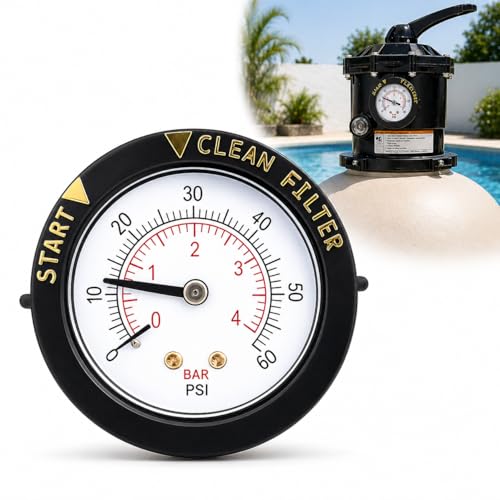 190059 Rear Mount Pressure Gauge Compatible with Pen-tair Excellent Performance Pool Filter Pressure Gauge Perfectly Replaces Pentair Pool Pressure Gauge