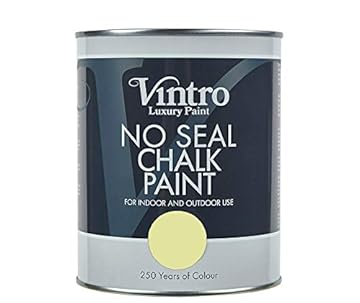 Vintro | No Seal Chalk Paint | Yellow with hint of Green | Interior & Exterior Use | Furniture | Walls | Wood | Metal | 1 Litre (Citron)