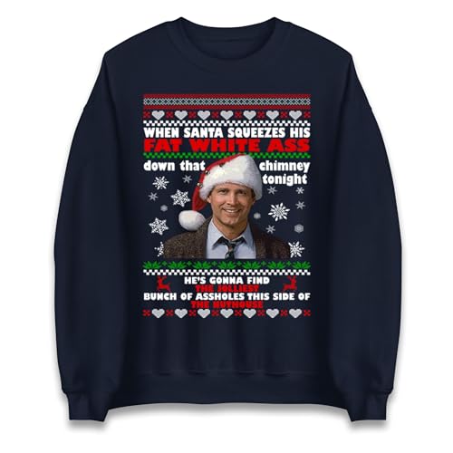 Clark Griswold Funny Christmas Jumper, National Lampoon’s Xmas Sweatshirt, Movie Quote Holiday Knit, Retro 80s Festive Gift Navy