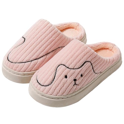 Zapatillas de estar por casa para mujer, de invierno, de felpa, suela gruesa, para adolescentes, niñas, cálidas, suaves y cómodas, pantuflas de felpa, Rosa., 38 EU
