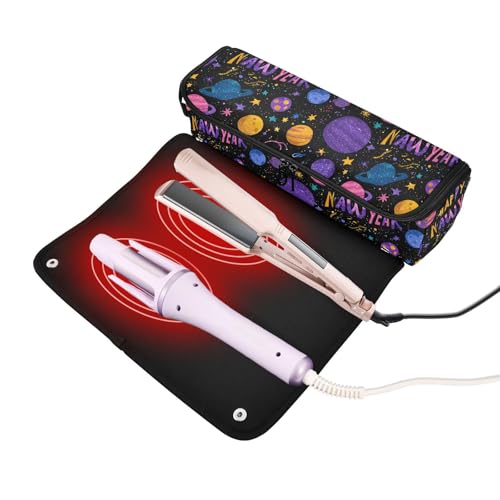 Bolsa organizadora para herramientas de cabello New Year Planet morada, resistente al agua y con gran capacidad para planchas, rizadores, secadores y accesorios miniatura 2