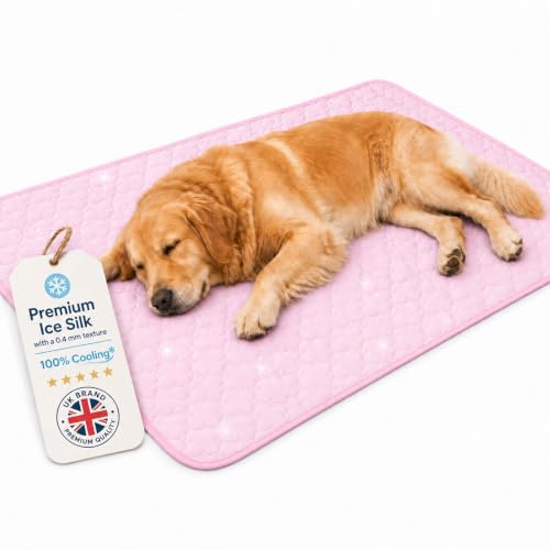 Tomtsucb Cooling Mat for Dogs XL, Washable Ice Silk Self Cooling Dog Mat Large, Breathable Non Slip Pet Cooling Mat for Dogs Large, Cats, Crates, Sofa, Car & Garden (Pink,XXL(150 * 100cm))