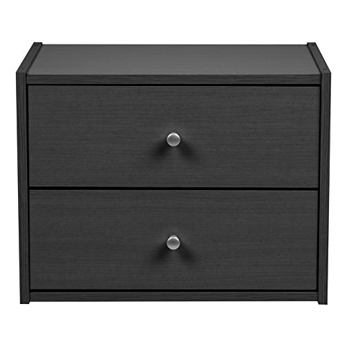 Iris Usa 2-Drawer Modular Wood Stacking Storage Box, For Office Closet And Nightstand, Easy Assembly, Stacking Storage Boxes, Black #TOP1