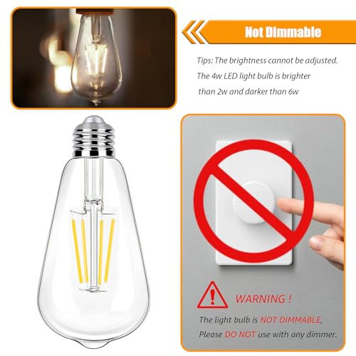 winsaLED 40 Watt Light Bulbs, E26 Bulb, 4000K Cool White 4W LED Edison Bulbs, Flickering Free, 90 High CRI, 450LM, Not Dimmable, Pack of 12
