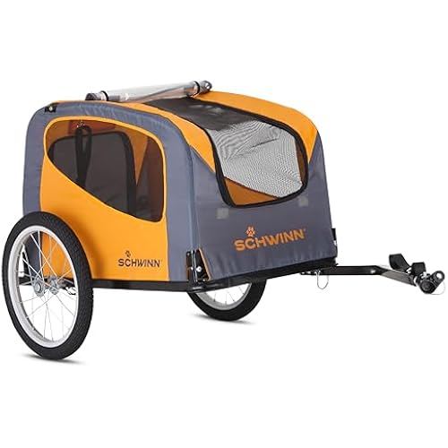 Schwinn 13-SC315 Rascal Bike Pet Trailer, For Small and Large Dogs, Lightweight, Tow with Bicycle, Up to 50 lbs. Small, Orange/Grey