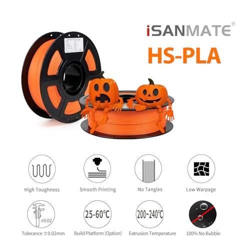 Image of iSANMATE Rapid PLA Plus Filament 1.75mm Orange 1KG, Halloween Orange 3D Printer Filament, Fast Printing Speed PLA, for Bambu Lab 3D Printers,AMS,AMSLite, 1kg Spool (2.2lbs)