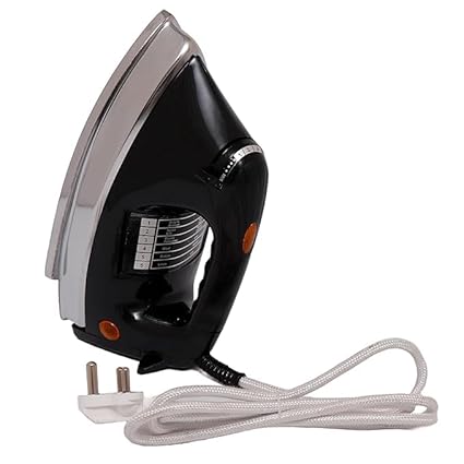 Electric 1000 Watt Dry Iron for clothes with Non Stick Soleplate | Silver Layered Thermostat for Better Heat Conductivity