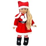 Playtime by Eimmie 18 Inch Girl Doll Classic Christmas Clothing | Holiday Santa Clothes Pack with...