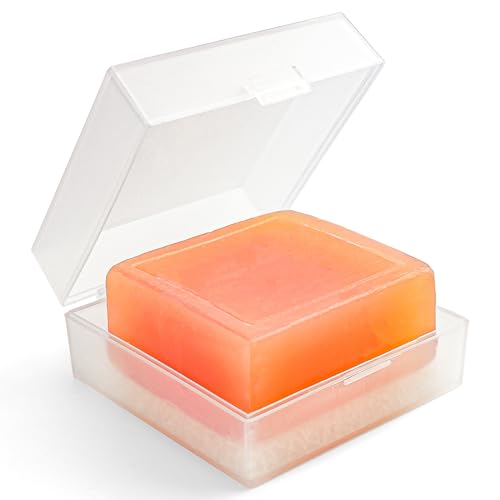 Ozner Travel Soap Case Bar Soap Holder Fit Dr Squatch Soap Shampoo Bar Holder for Traveling Gym Square Travel Soap Container with Draining Pad (Transparent White)