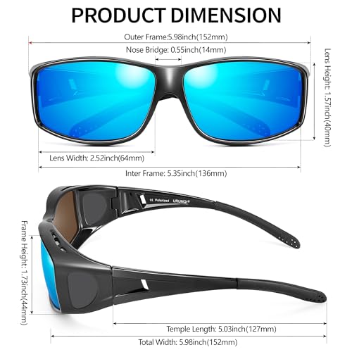 Image of URUMQI Polarized Sunglasses Fit Over Glasses for Men Women, Wraparound Sun Glasses UV400 Protection for Driving Fishing